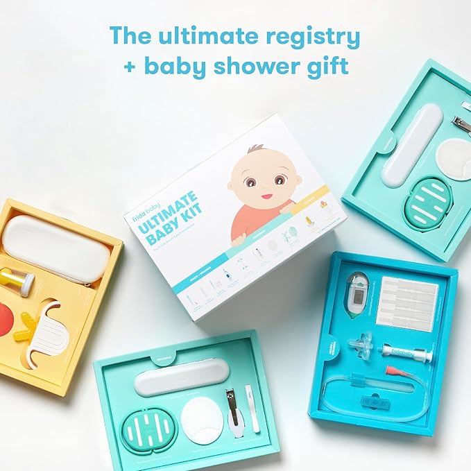 Frida Baby Ultimate Baby Kit, 10 piece New Born Essentials Gift Set Includes Wellness Sick Day, Gas Relief, Grooming Tools & Teething Toys