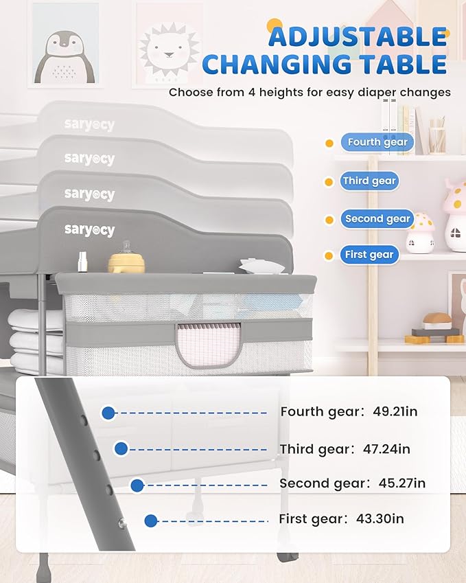 Baby Changing Table, Versatile Folding Changing Table, Waterproof Diaper Changing Station, Adjustable Height with 2 Drawers,Baby Changing Station, Mobile Nursery for Infant and Newborn