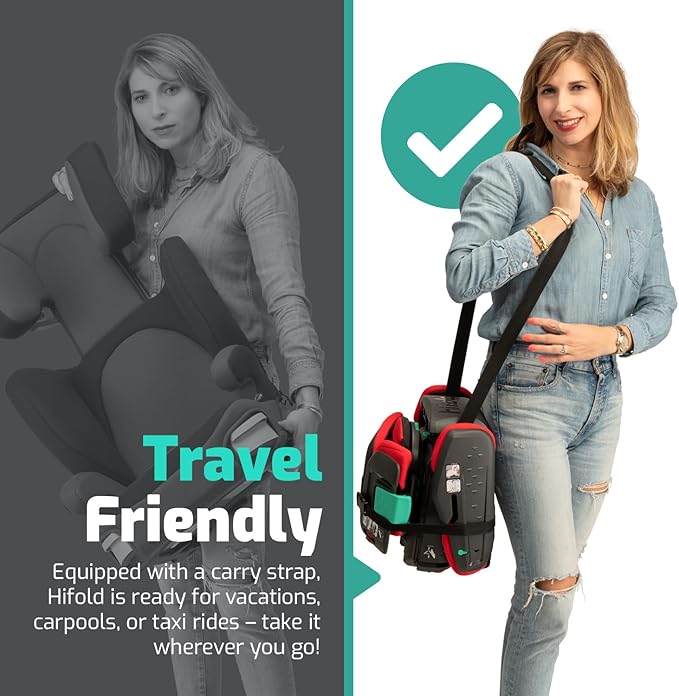 Mifold Hifold Adjustable Kids High Back Booster Car Seat with Strap – Slate Grey