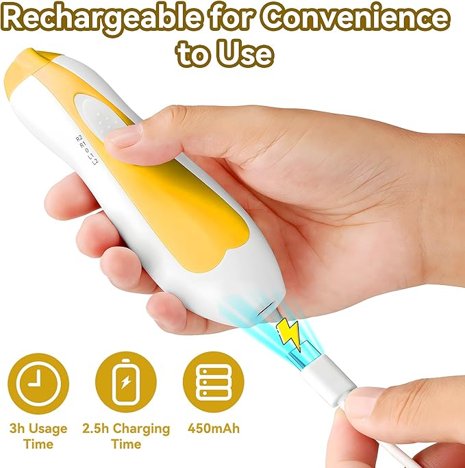 Baby Nail Trimmer Electric, 6 in 1 Rechargeable Baby Nail Clippers Manicure Set Grooming Kit for Toddler Infant or Adults (Yellow)