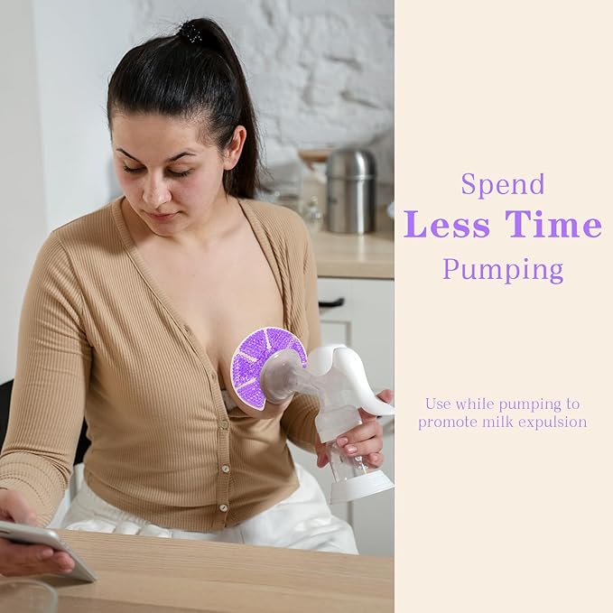 Hot/Cold Breast Gel Bead Ice Packs Breast Cooling/Heat Pads Relief for Breastfeeding, Nursing Pain, Mastitis, Engorgement, Swelling, Plugged Ducts | Boost Milk Let-Down & Production,2 Pack (Purple)