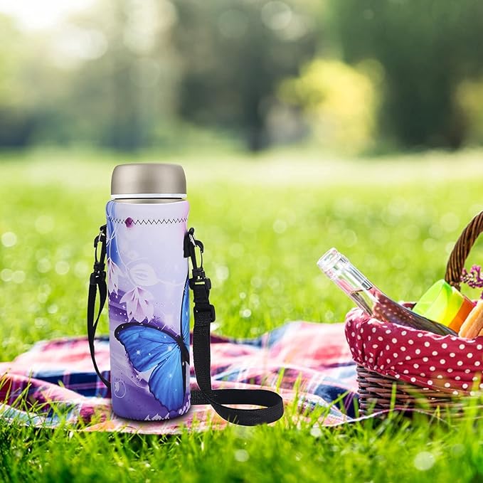 AUPET Water Bottle Sling Bag Carrier Crossbody Sleeve,Insulated Neoprene Bottle Case Holder Pouch Cover 500ML/17oz with Shoulder Strap for Walking Women Men