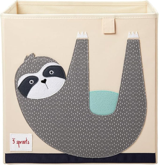 3 Sprouts Toy Storage Organizer: Toy Box Cube Organizer for Playroom, Nursery - Foldable Storage Bin - Sloth