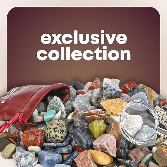 Dan&Darci Rock Collection for Kids - Includes 250+ Bulk Rocks, Gemstones & Crystals + Genuine Fossils and Minerals - 2 Lbs. - Geology Earth Science STEM Toys Activity, Gifts for Boys & Girls Ages 6+