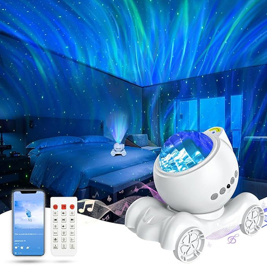 ENOKIK Northern Light Projector, Aurora Star Projector Built-in Bluetooth Speaker, White Noise Machine for Kids Adults, Galaxy Light for Bedroom/Ceiling/Party/Gift (White)