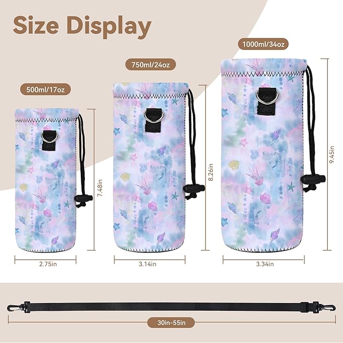 AUPET Water Bottle Sling Bag Carrier Crossbody Sleeve,Insulated Neoprene Bottle Case Holder Pouch Cover 500ML/17oz with Shoulder Strap for Walking Women Men