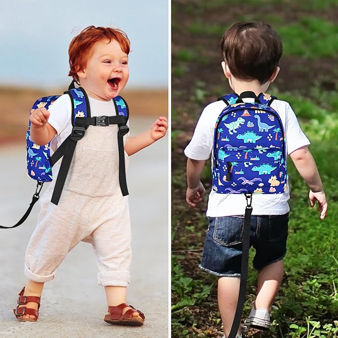 Accmor Toddler Backpack Leash, Cute Dinosaur Kids Backpack with Anti Lost Wrist Link, Mini Child Backpack Leash Walking Harness for Outdoor Travel, Adorable Backpack Tether for Baby Boys 1-3