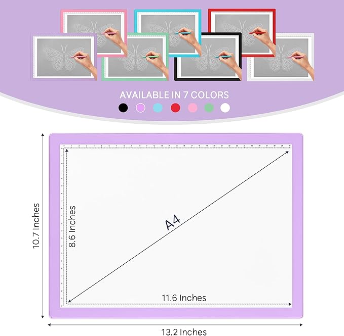 iVyne Rechargeable A4 Light Pad for Tracing & Weeding - LED Light Board for Weeding Vinyl - for Cricut Vinyl Weeding Tools - Ultra-Thin & Portable - Perfect for Artists & Crafters - Purple