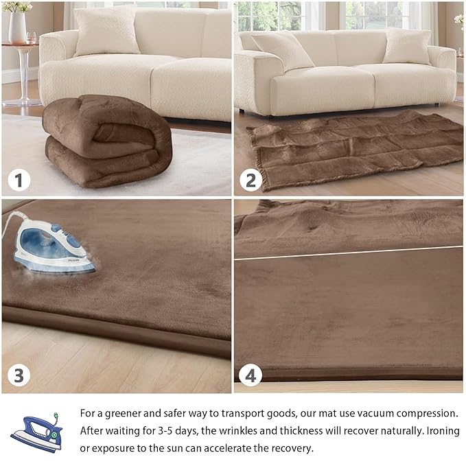 Baby Play Mat for Floor Tummy Time Mat Nursery Rug Muscle Mat Area Rug Playroom Rug Tatami Mat 6'7"x5'11" Memory Foam 1.3" Thick Crawling Mat For Babies,Toddlers, Infants, Kids Floor Mat,Coffee