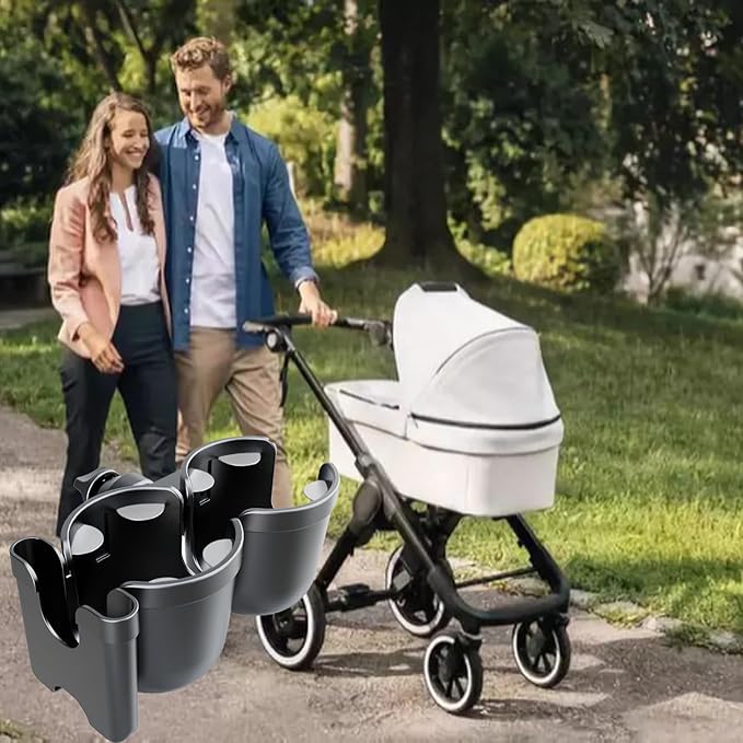 Baby Stroller Cup Holder with Phone Holder, 3-in-1 Bottle Holder, 360 Removable Degrees Rotation Drink Holder for Wheelchair, Stroller, Bike, Walker, Scooter, Bicycle, Uppababy, Nuna, Bugaboo, Doona.