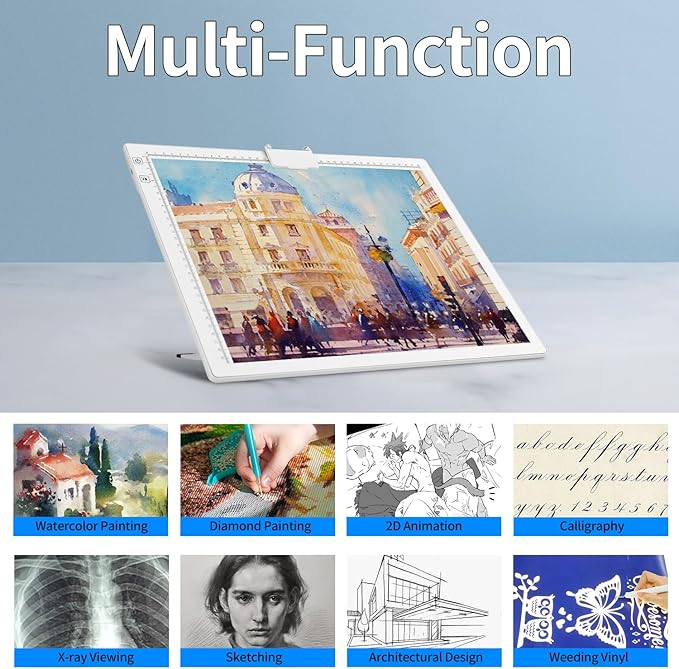 A3 Light Pad, Elice Tracing Light Box 3 Colors Mode Stepless and 6 Levels of Brightness Light Copy Pad, Wireless Rechargeable Led Light Board for Weeding Vinyl Diamond Painting Sketching (White)