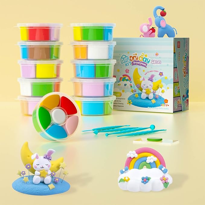 Air Dry Clay Kit - Modeling Clay for Kids 10 Boxes mit Sculpting Tools und Tutorials, Ultra Light & Soft, Safe & Non-Toxic, DIY Model Magic Clay,Creative Crafts Toys Gifts for Girls Boys 3+ Years Old