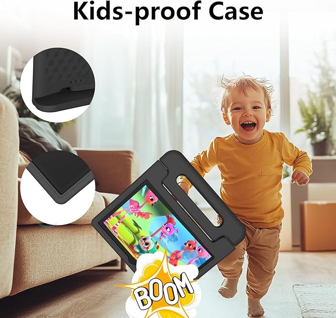 JREN Tablet for Kids｜10 Inch Kids Tablet Android 14｜Octa-core｜64GB｜WiFi ｜Bluetooth｜Parental Control｜Children Content｜Children Toddler Black