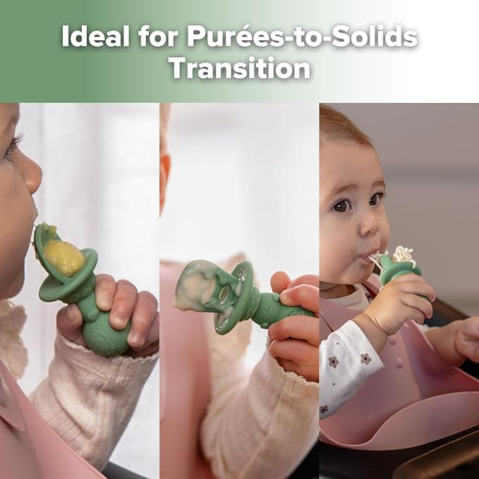 Haakaa Silicone Baby Spoons Self Feeding 6 Months – Baby Utensils with Anti-Choke Astronaut Handle, Easy-Grip, Gum-Friendly, Durable & Safe – Baby Spoons for BLW & First Stage Feeding