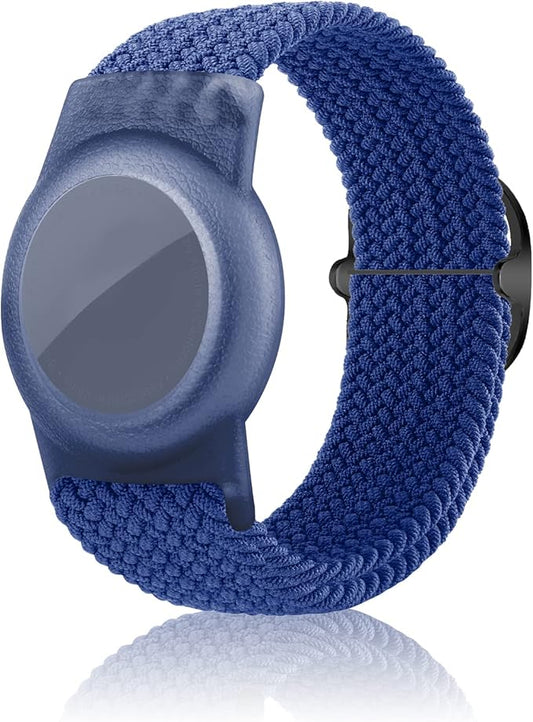 Kids Bracelet Compatible with AirTag, GPS Kid Tracker Holder Braided Wristband for Apple Air Tag, 2022 Upgraded Nylon Adjustable Anti Lost Airtag Watch Band for Kids Children Elders (blue)