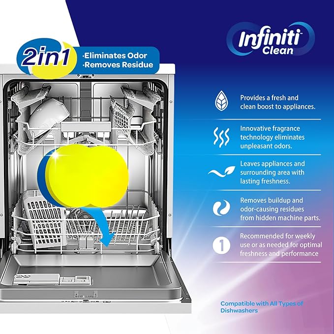 Dishwasher Cleaner and Deodorizer Tablets - Deep Clean Dishwasher Cleaner Tablets, Septic Safe, Natural Limescale Remover - Compatible with All Models (24 Pack)