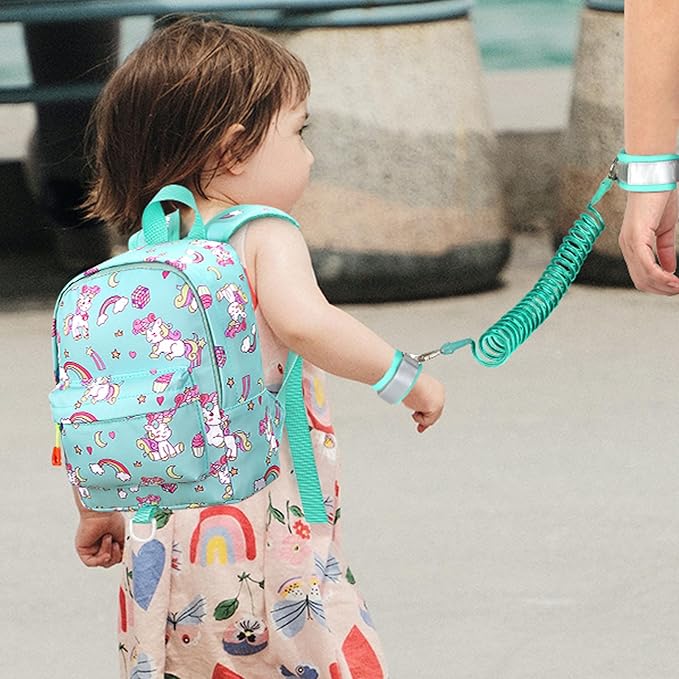 Accmor Toddler Backpack Leash, Cute Baby Backpacks with Anti Lost Wrist Link, Mini Kids Backpack Harness Leash for Outdoor Travel, Adorable Unicorn Backpack Tether Walking Harness for Girls 1-3