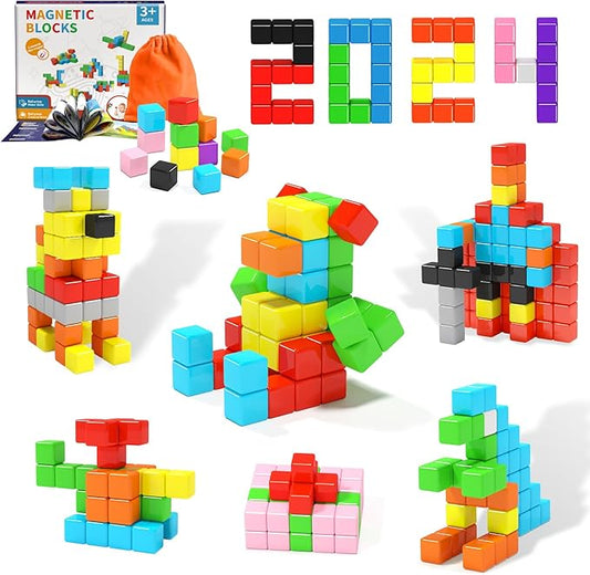 40pcs Magnetic Blocks for Toddler Toys, Magnetic Cubes Building Blocks Classroom Must Haves, STEM Preschool Sensory Magnet Toys for 3 4 5 6 Year Old Boys and Girls