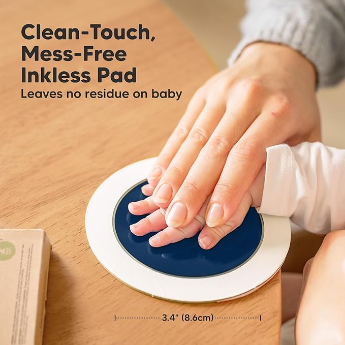 2-Pack Round Inkless Baby Hand and Footprint Kit - Mess Free Ink Pad for Newborn Keepsake, Dog Nose & Paw Print Kit, Clean Touch Ink Pad for Baby Hand & Footprints, Ideal New Mom Gifts (Navy)
