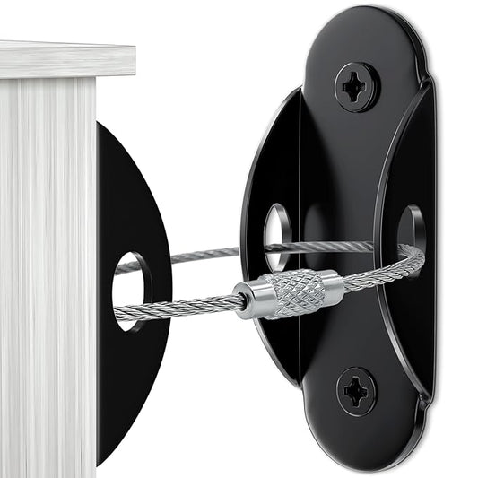 10 Pack Furniture Wall Anchors for Baby Proofing, Anti Tip Furniture Anchors, Secure 400 Pound Furniture, Dresser, Bookcase to Wall Prevent Falling, Earthquake Straps for Child Safety (Black)