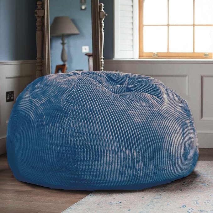 2 Pcs Classic Bean Bag Chair, with Faux Rabbit Fur Cover for Teens and Kids, Memory Foam Bean Bag Chairs, Ultra Soft Faux Fur Fabric, 2.5 feet Round Fluffy Bean Bag Sofa