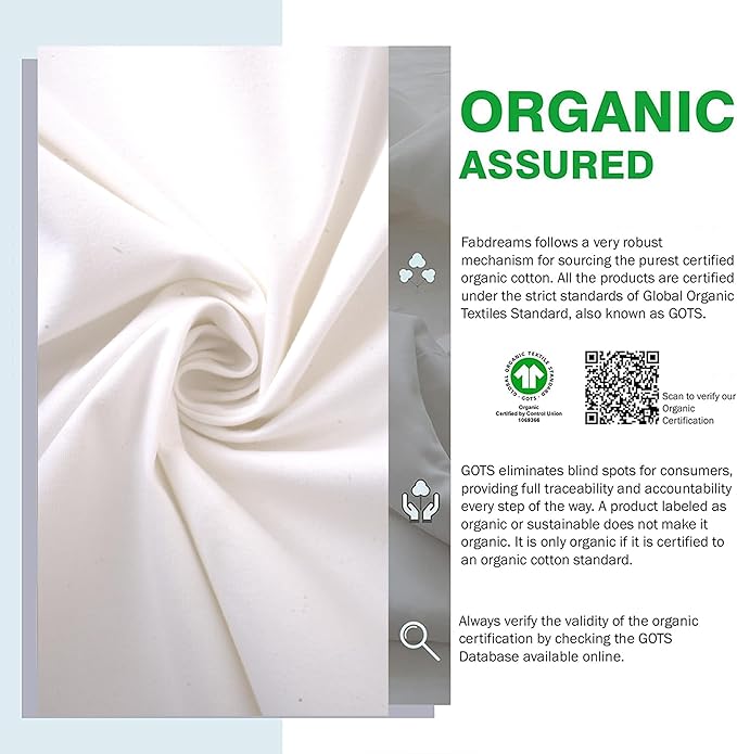 FABDREAMS Organic Waterproof Pillow Protector Set King Size | Pillow Cover Set of 2 | Pillow Encasement Set of 2 | Temperature Regulating | Breathable | King | 20” X 40” | White