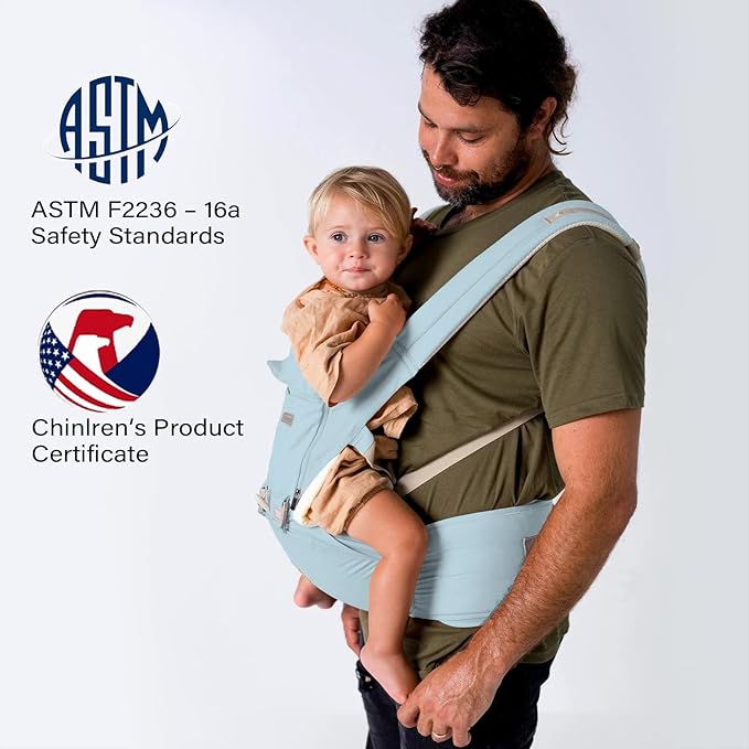 Baby Carrier, 3-in-1 Baby Carrier Newborn to Toddler with Hip Seat (Ergonomic M Position) for 0-36 Month/7-45lbs, Adjustable Size for Enhanced Lumbar Support,Perfect for On-The-go,Light Cyan