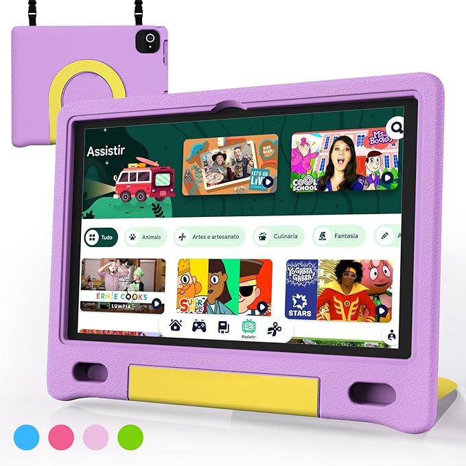 Kids Tablet, 10.1 Inch Tablet for Kids, Android 14, 64GB, Octa-Core CPU, WiFi, Big Battery, Kids Conten, Parental Control, HD Display Children Age 3-12, Bluetooth, Purple Case