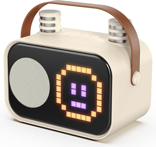 Karaoke Machine for Kids Adults, Portable Bluetooth Karaoke Speaker with 2 Wireless Microphones, Pixel Display Light, Birthday Gifts Toys for Girls & Boys Ages 3, 4, 5, 6, 7, 8, 9,10,11,12+ Years
