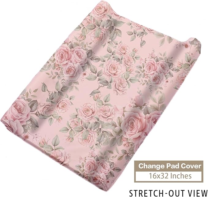 Custom Name Crib Bedding Set - Horse & Cow Pattern, Personalized Floral Nursery Bedding 3-Piece Set– Soft Blanket, Fitted Sheet, Changing Pad Cover – for Newborns Girls Nursery Gifts