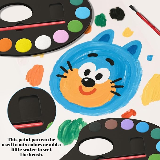 24 Pack Watercolor Paint Set Bulk, with 12 Vibrant Colors and 24 Brushes, Washable Water Color Paint Sets for Kids and Adults, Ideal Gift for Art Party Favors, School Classroom Supplies