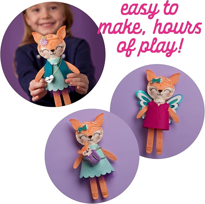 Craft-tastic – Make a Fox Friend Craft Kit – Learn to Make 1 Easy-to-Sew Stuffie with Clothes & Accessories