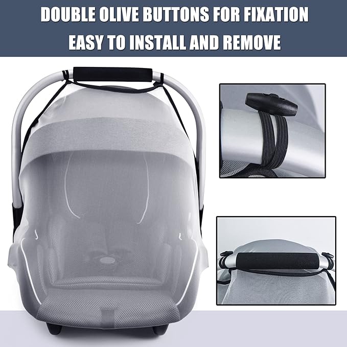 Baby Mosquito Net for Infant Car Seats,Infant Stroller and Bassinets, Carrier,Breathable with Elastic Netting for Easy Fitting, Portable Durable & Long Lasting Infant Insect Shield Netting (White)