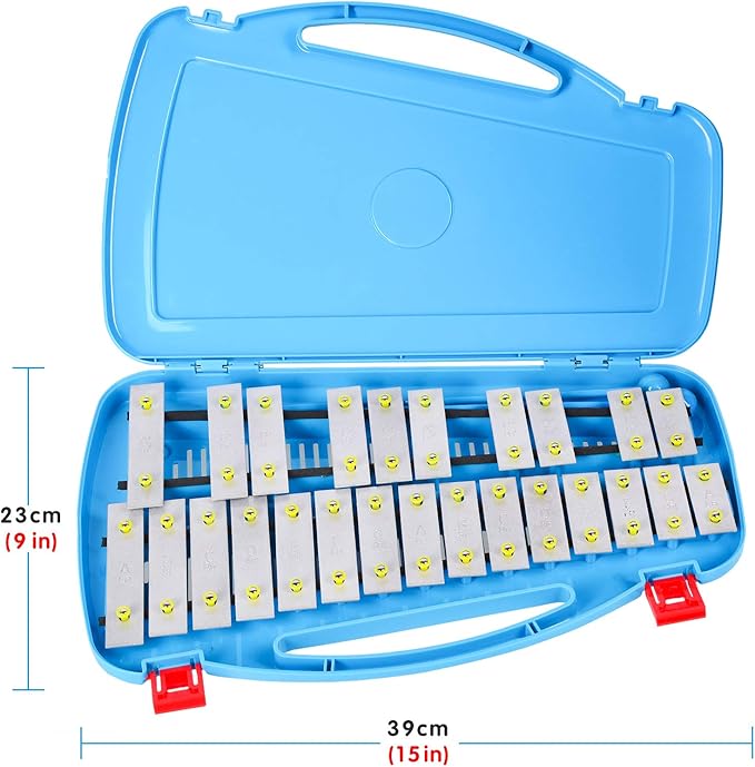 EASTROCK Professional Glockenspiel, 25 Notes Xylophone for Kids, Xylophone Instrument Music Teaching, Gifts, Perfectly Percussion Instrument Blue