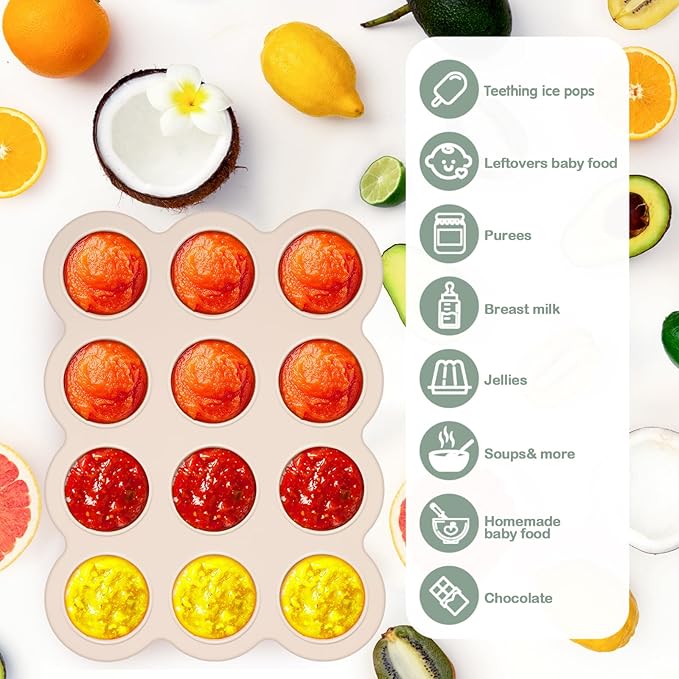 3 Pcs Baby Food Storage Container 12 Cup Silicone Baby Food Freezer Tray with Lid Stackable Reusable Silicone Freezer Tray for Food Vegetable Fruit Puree and Breast Milk(Colorful)