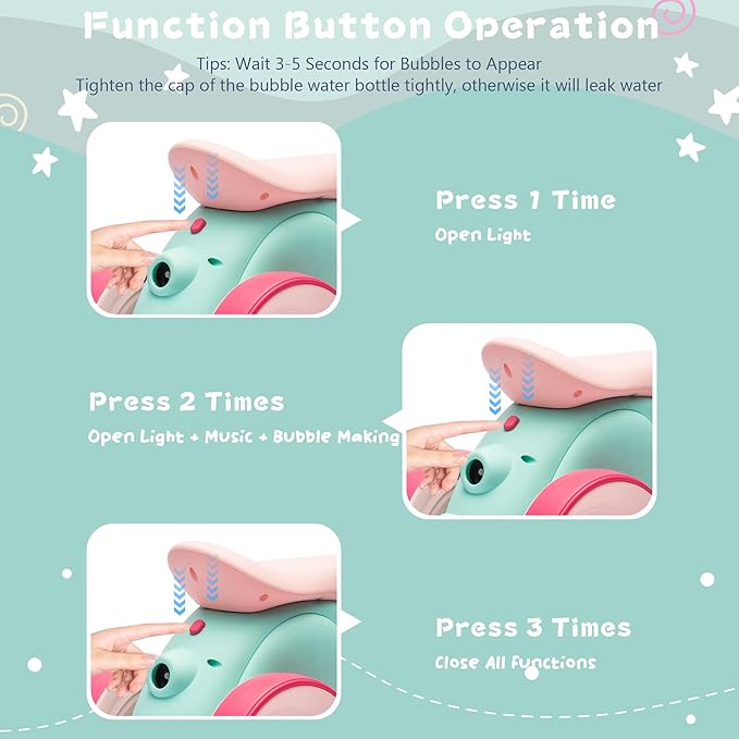 6V Electric Baby Balance Bike with Bubble Machine,4 in 1 Toddler Balance Bike w/Remote for 1 Year Old Boys Girls Kids Bubble Bike Ride on Toys w/Powered Motor,Music,LED Lights (Green&Red)