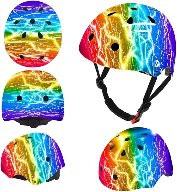 Adjustable Color Gradient Skateboard Helmet for 3-5-8-14+Ages【Toddler Kids Youth Adult】 Girls Boys Woman.Bike Helmet for Multi-Sports Cycling Bicycle Scooter Inline Roller Skate Rollerblading