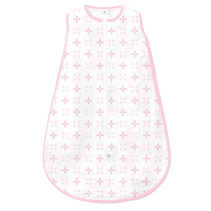 Amazing Baby Cotton Muslin Sleeping Sack, For Baby Girl, Wearable Blanket with 2-way Zipper, Springfield, Pink, Medium (6-12 Month)