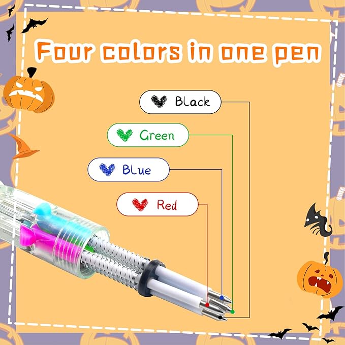 30Pcs Mini Multicolor Pens in One 4-in-1 Cute Pens Bulk for Kids, Ballpoint Pen for Birthdays and Children's Parties, Fun Gifts Assorted Ink Kawaii Pen(Halloween)