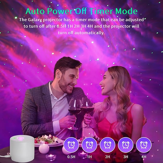Galaxy Projector, Bedroom Star Projector, Galaxy Light Projector with Remote Control and Timer, Adjustable LED Light Colour, Brightness and Speed, Star Projector for Bedroom Parties.