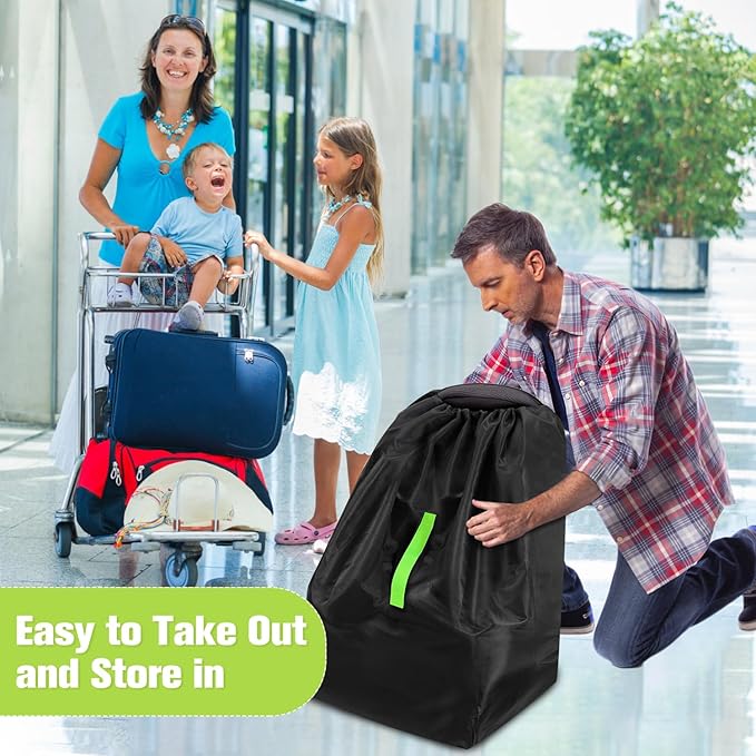Waterproof Car Seat Bags For Airplane Travel, Durable Carseat Cover For Air Travel Car Seat Travel Bag with Shoulder Straps and 2pcs Luggage Tags For Airplane