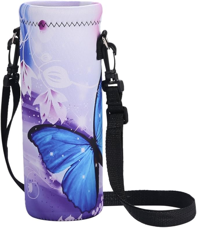 AUPET Water Bottle Sling Bag Carrier Crossbody Sleeve,Insulated Neoprene Bottle Case Holder Pouch Cover 500ML/17oz with Shoulder Strap for Walking Women Men