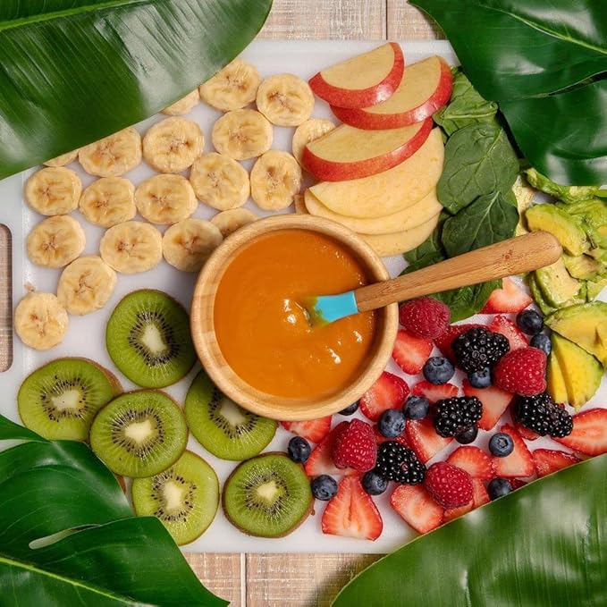 Avanchy Bamboo & Silicone Infant Training Spoons, BPA Free - Soft Tip, Easy on Gums, First Stage Feeding Utensils for Baby-Led Weaning, Self-Feeding, Yellow