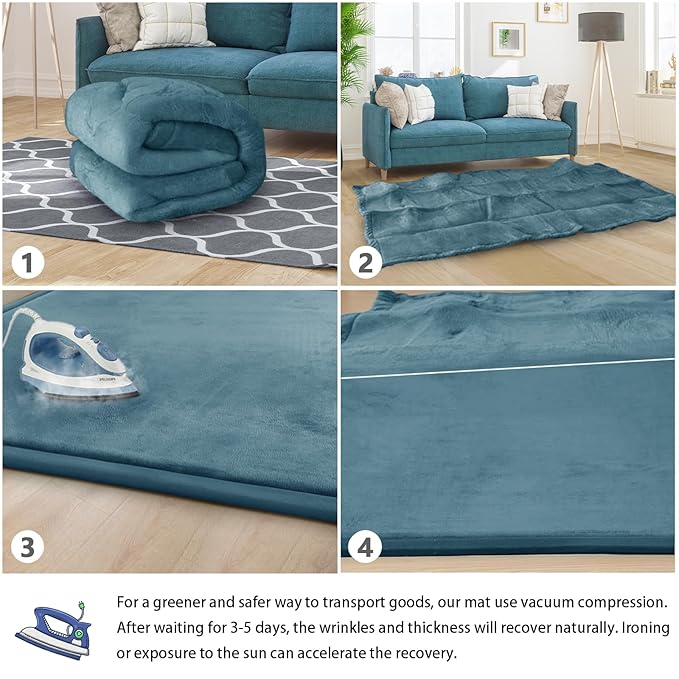 Baby Play Mat for Floor Tummy Time Mat Nursery Rug Muscle Mat Area Rug Playroom Rug Tatami Mat 4'11x3'28" Memory Foam 1.3" Thick Crawling Mat For Babies,Toddlers, Infants, Kids,Floor Mat(Green)