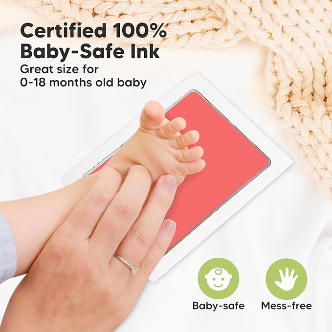 4-Pack Inkless Baby Hand and Footprint Kit - Mess Free Ink Pad for Newborn Keepsake, Dog Nose & Paw Print Kit, Clean Touch Ink Pad for Baby Hand & Footprints, Ideal New Mom Gifts (Candy, L)