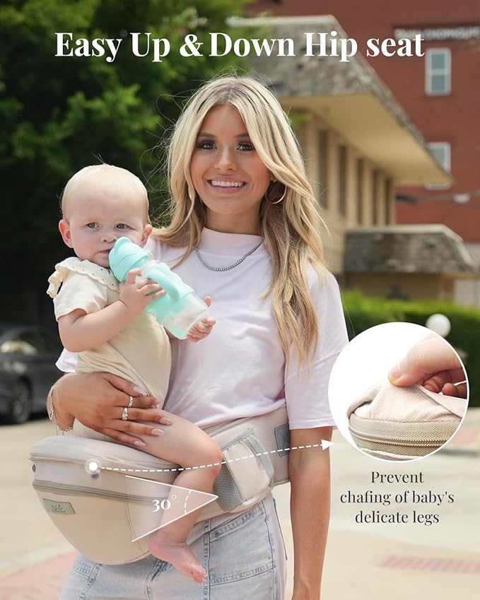 Baby Carrier Pro, MOMTORY Safety-Certified 6-in-1 Ultra Storage Baby Carrier Newborn to Toddler, Detachable Baby Holder Carrier with Hip Seat, Ergonomic Cozy Baby Body Carrier for 7-50lbs, Khaki