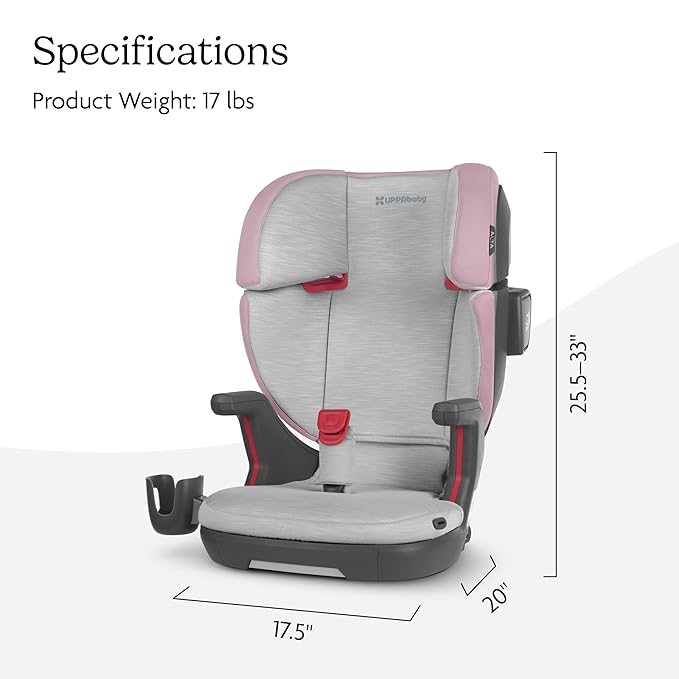 UPPAbaby Alta V2 High Back Booster Seat/Seven-Position, Active Support Headrest for Growing Children/SecureFit Integrated Belt Guide + Positioner/Cup Holder Included/Iris (Grey Mélange/Lavender)