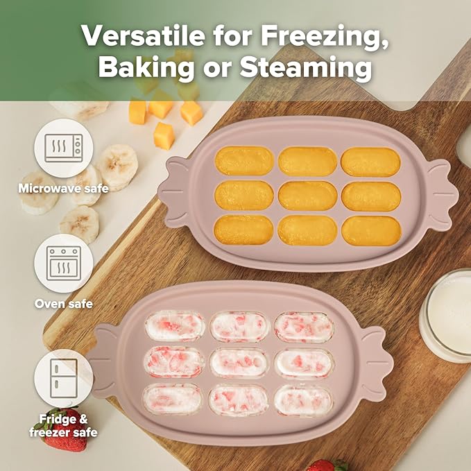 Haakaa Baby Popsicle Mold - Baby Food Maker & Breastmilk Teething Freezer Tray - BPA Free Silicone-Pink