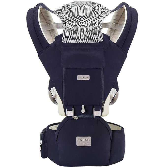 Baby Carrier, 3-in-1 Baby Carrier Newborn to Toddler with Hip Seat (Ergonomic M Position) for 0-36 Month/7-45lbs, Adjustable Size for Enhanced Lumbar Support,Perfect for On-The-go, Dark Blue