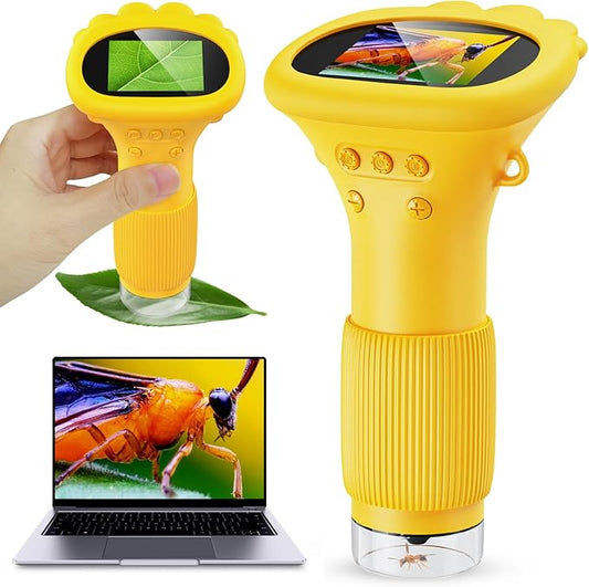 Kids Microscope - Ashfly 1000X Portable Microscope for Kids, Photo & Video Miniscope Pocket Microscope Gifts, 2'' Digital Screen | Ideal Toys for Boys Girls Age 3-12